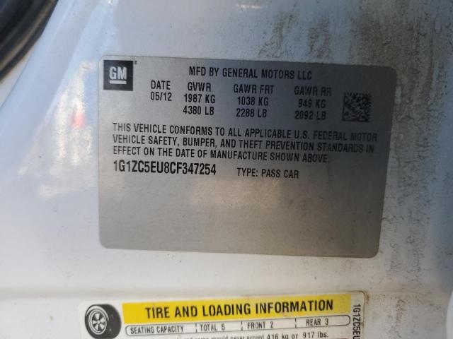 1G1ZC5EU8CF347254 - 2012 CHEVROLET MALIBU 1LT Ақ фото 12