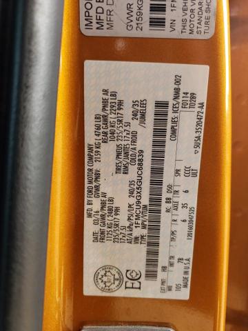 1FMCU9GX5GUC68839 - 2016 FORD ESCAPE SE ORANGE photo 12