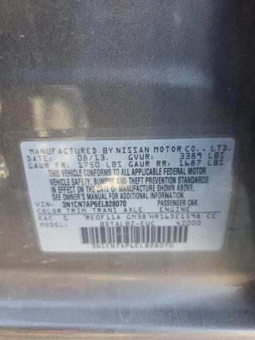 3N1CN7AP6EL828070 - 2014 NISSAN VERSA S GRAY photo 12