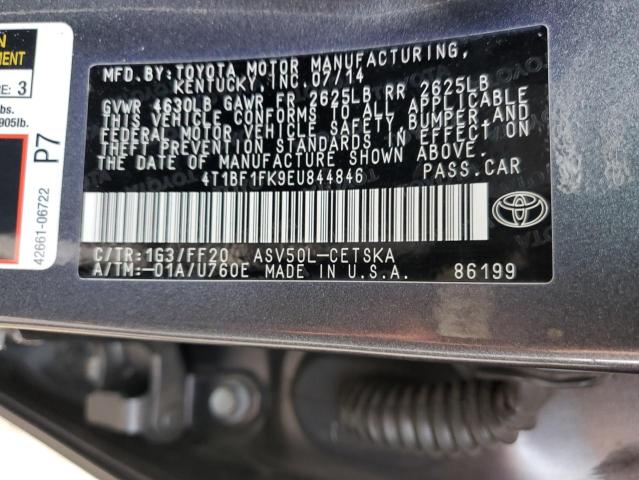 4T1BF1FK9EU844846 - 2014 TOYOTA CAMRY L GRAY photo 12