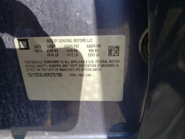 1G11C5SL8EF275158 - 2014 CHEVROLET MALIBU 1LT GRAY photo 12