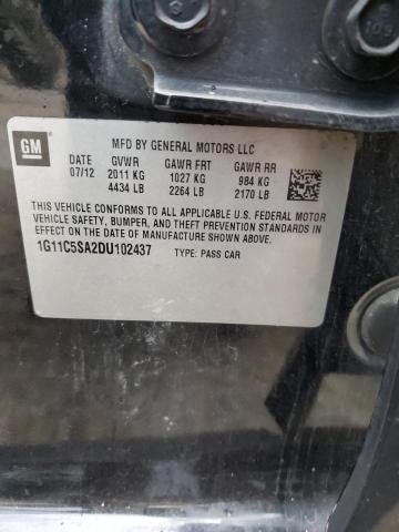 1G11C5SA2DU102437 - 2013 CHEVROLET MALIBU 1LT BLACK photo 12
