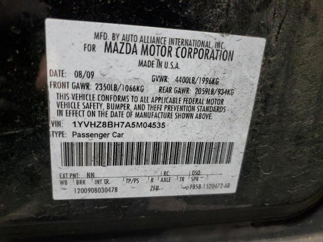 1YVHZ8BH7A5M04535 - 2010 MAZDA 6 I BLACK photo 12