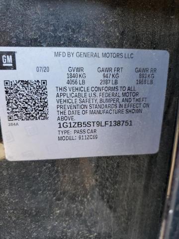 1G1ZB5ST9LF138751 - 2020 CHEVROLET MALIBU LS BLACK photo 12