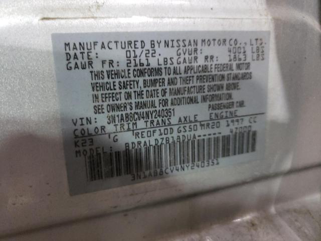 3N1AB8CV4NY240351 - 2022 NISSAN SENTRA SV GRAY photo 12