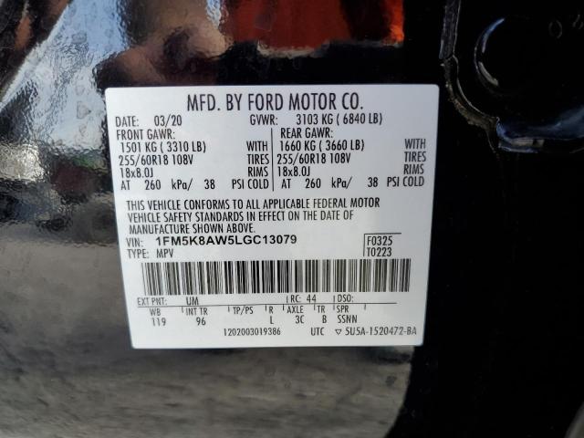 1FM5K8AW5LGC13079 - 2020 FORD EXPLORER POLICE INTERCEPTOR Schwarz Foto 13