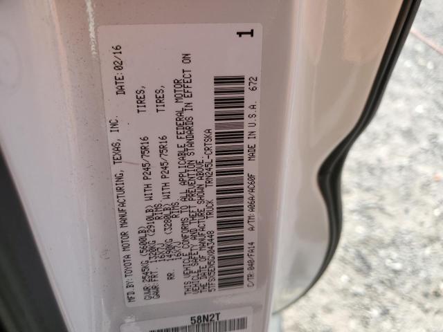 5TFSX5EN5GX043448 - 2016 TOYOTA TACOMA ACCESS CAB თეთრი ფოტო 12