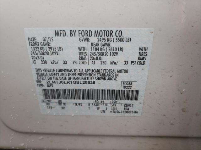 2LMTJ6LR1GBL29628 - 2016 LINCOLN MKX RESERVE 白色 照片 12