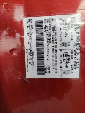 1FTCR10A6VUD38942 - 1997 FORD RANGER RED photo 12
