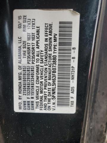 5FNRL5H63FB073880 - 2015 HONDA ODYSSEY EXL BLACK photo 13