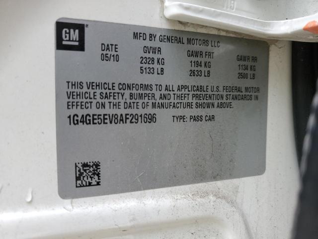 1G4GE5EV8AF291696 - 2010 BUICK LACROSSE CXS 白色 照片 12