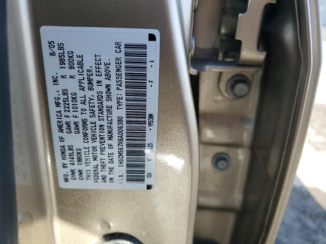 1HGCM567X6A006380 - 2006 HONDA ACCORD EX GOLD photo 12