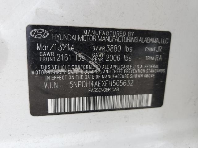 5NPDH4AEXEH505632 - 2014 HYUNDAI ELANTRA SE WHITE photo 12