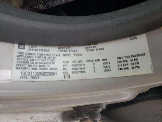 1GCDT136958228361 - 2005 CHEVROLET COLORADO SILVER photo 12