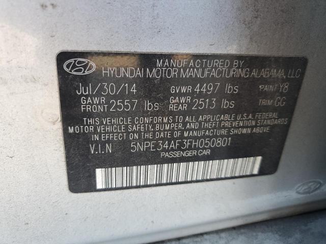 5NPE34AF3FH050801 - 2015 HYUNDAI SONATA SPORT SILVER photo 12