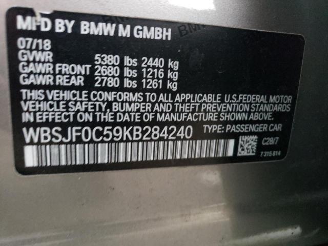 WBSJF0C59KB284240 - 2019 BMW M5 GRAY photo 13