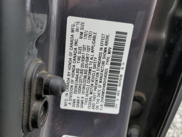 2HKRM3H48GH540925 - 2016 HONDA CR-V SE GRAY photo 13