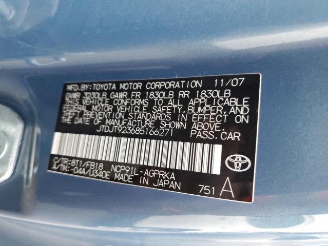 JTDJT923685166271 - 2008 TOYOTA YARIS BLUE photo 12