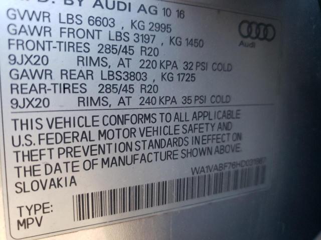 WA1VABF76HD031867 - 2017 AUDI Q7 PRESTIGE 银色 照片 12