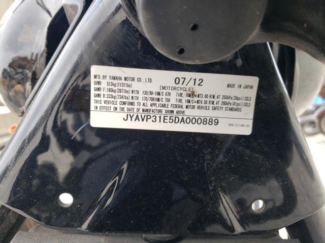 JYAVP31E5DA000889 - 2013 YAMAHA XVS1300 A BLACK photo 10