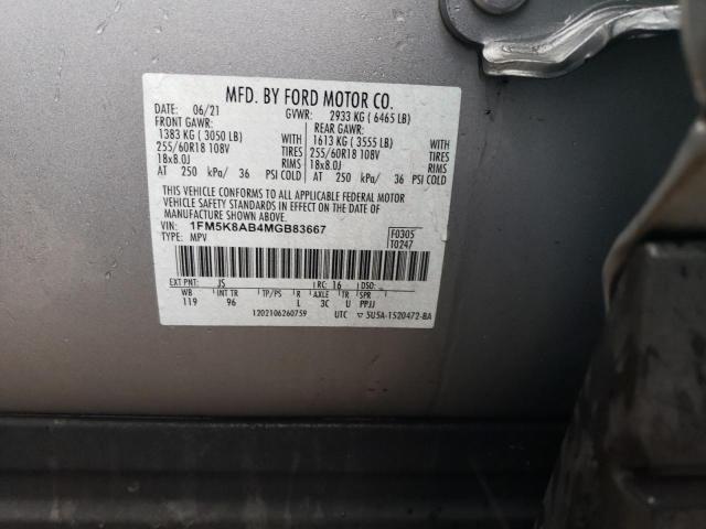 1FM5K8AB4MGB83667 - 2021 FORD EXPLORER POLICE INTERCEPTOR 银色 照片 14