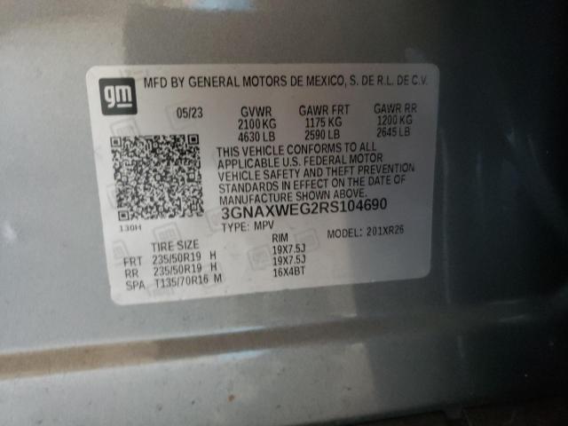 3GNAXWEG2RS104690 - 2024 CHEVROLET EQUINOX RS GRAY photo 14