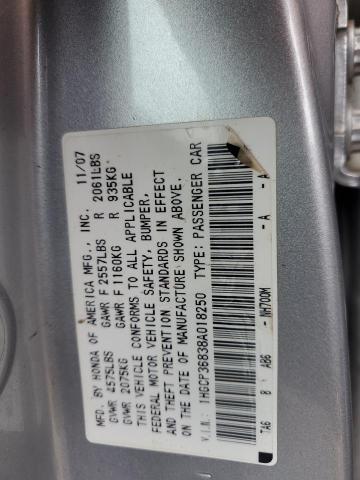 1HGCP36838A018250 - 2008 HONDA ACCORD EXL SILVER photo 13