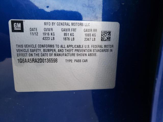 1G6AA5RA2D0136598 - 2013 CADILLAC ATS BLUE photo 12