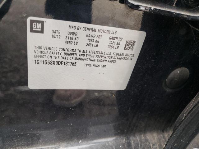 1G11G5SX0DF181765 - 2013 CHEVROLET MALIBU 3LT შავი ფოტო 12