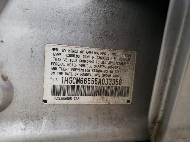 1HGCM66555A033358 - 2005 HONDA ACCORD EX SILVER photo 12