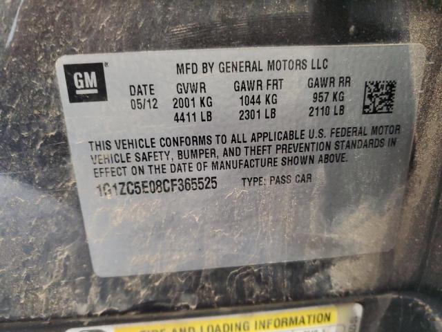 1G1ZC5E08CF365525 - 2012 CHEVROLET MALIBU 1LT Сұр фото 13