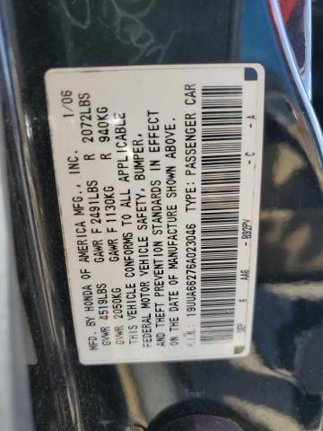 19UUA66276A023046 - 2006 ACURA 3.2TL BLACK photo 12