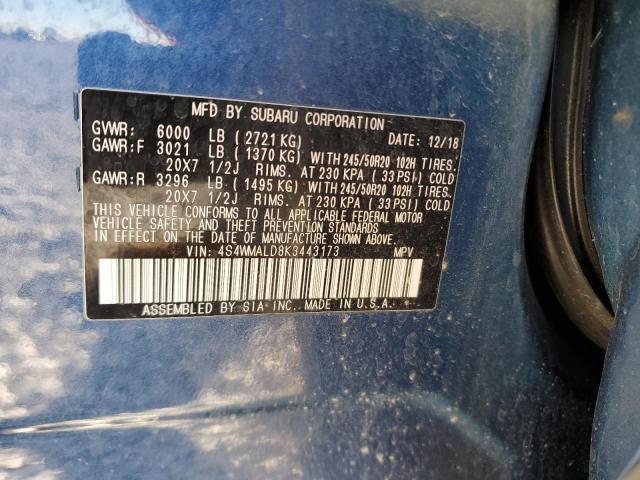 4S4WMALD8K3443173 - 2019 SUBARU ASCENT LIMITED BLUE photo 13