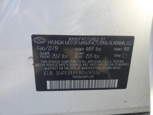 5NPE34AF8KH781556 - 2019 HYUNDAI SONATA LIMITED WHITE photo 12