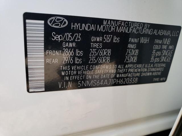 5NMS64AJ1PH620338 - 2023 HYUNDAI SANTA FE XRT WHITE photo 12