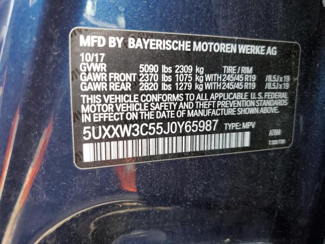 5UXXW3C55J0Y65987 - 2018 BMW X4 XDRIVE28I BLUE photo 13