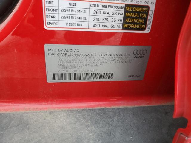 WAUHF78P76A097287 - 2006 AUDI A3 2 RED photo 12