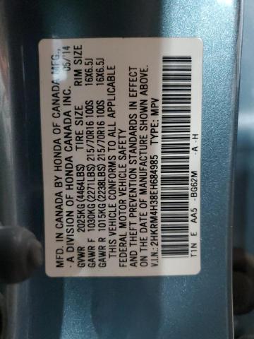 2HKRM4H38EH684985 - 2014 HONDA CR-V LX BLUE photo 14