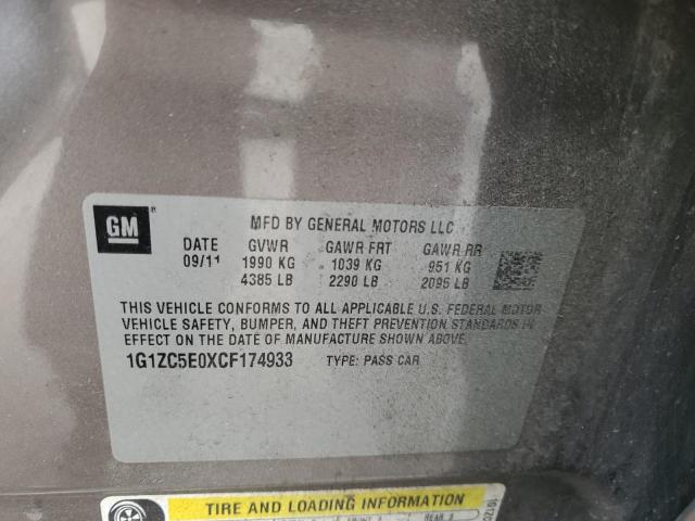 1G1ZC5E0XCF174933 - 2012 CHEVROLET MALIBU 1LT Қоңыр фото 12