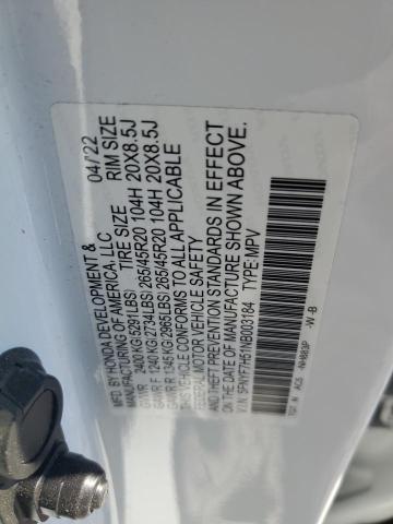5FNYF7H51NB003184 - 2022 HONDA PASSPORT EXL თეთრი ფოტო 13