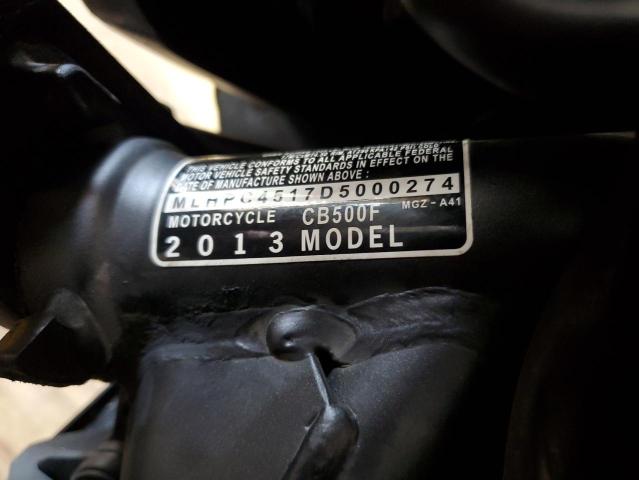 MLHPC4517D5000274 - 2013 HONDA CB500 F BLACK photo 10