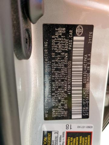 4T1BK1EBXDU001525 - 2013 TOYOTA AVALON BASE 银色 照片 12