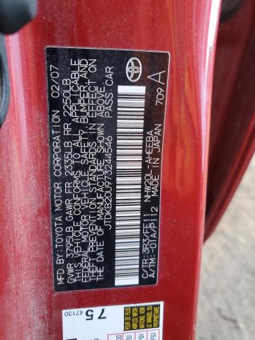 JTDKB20U973244546 - 2007 TOYOTA PRIUS RED photo 12