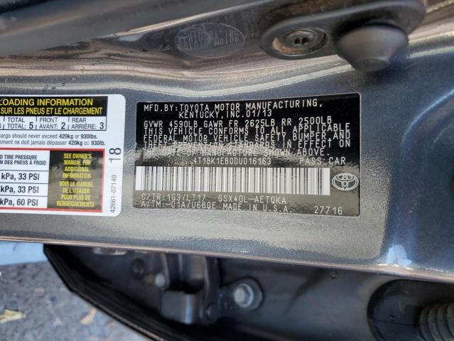 4T1BK1EB0DU016163 - 2013 TOYOTA AVALON BASE 石墨色 照片 12