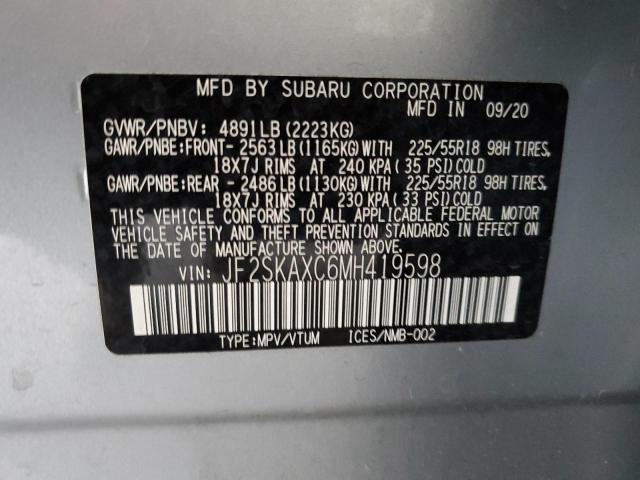 JF2SKAXC6MH419598 - 2021 SUBARU FORESTER TOURING 银色 照片 13