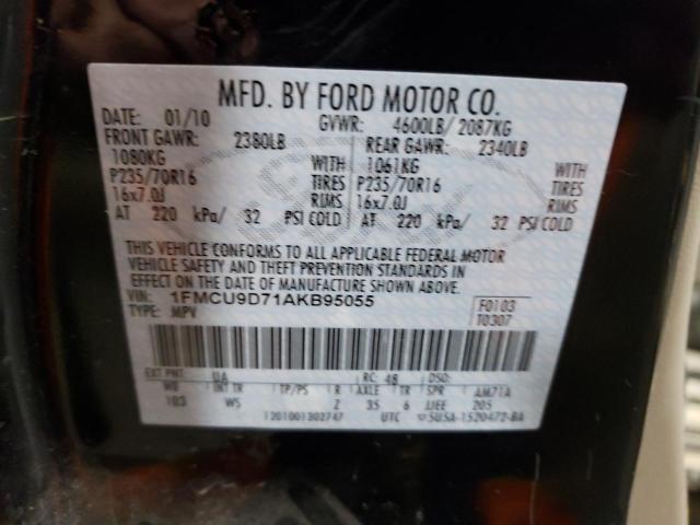 1FMCU9D71AKB95055 - 2010 FORD ESCAPE XLT BLACK photo 12