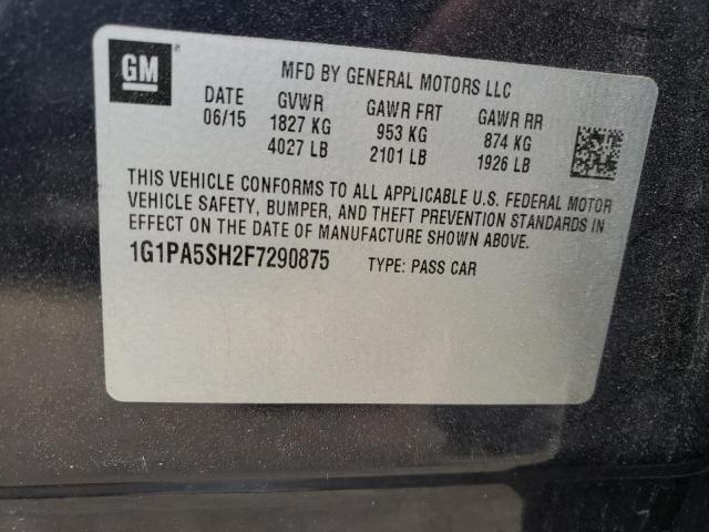 1G1PA5SH2F7290875 - 2015 CHEVROLET CRUZE LS BLUE photo 12