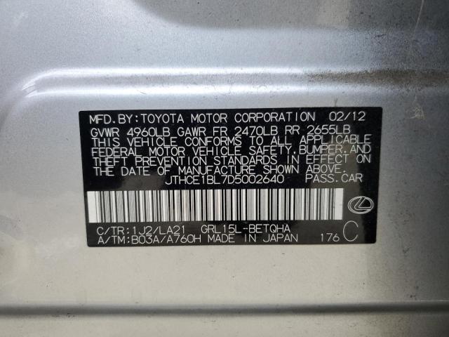 JTHCE1BL7D5002640 - 2013 LEXUS GS 350 SILVER photo 12