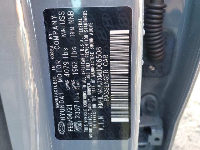 KMHLN4AJXMU006508 - 2021 HYUNDAI ELANTRA LIMITED GRAY photo 12