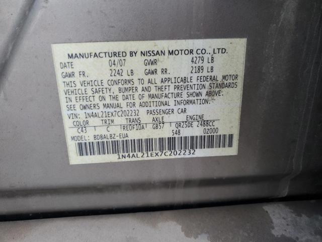 1N4AL21EX7C202232 - 2007 NISSAN ALTIMA 2.5 TAN photo 12